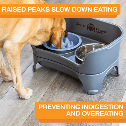The Niner Slow Feed Bowl - Raised Peaks Slow Down Pets Eating - Fits Elevated Feeders Including Neater Feeder Large Sizes - Gentle on Teeth and Gums - Holds up to 2 Cups (Blue)