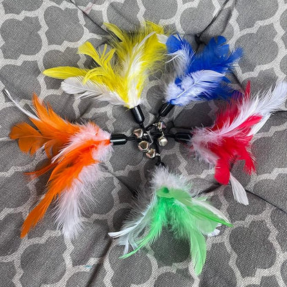 AcceLeah Cat Toy Replacement Feathers Wand Refills, Natural Bird Dragonfly Worm Refill, Replacement for Cat Wand (10Pcs（Feathers+Worm）)