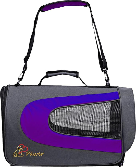 Pawer 18” x 11”x 11” Soft-Sided Foldable Airline Approved Pet Carrier for Cat, Puppy and Small Dog, Washable 600D Oxford Fabric, with Handle and Strap for Carry, Multiple Colors Available