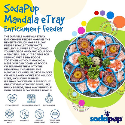 SodaPup Mandala eTray – Durable Slow Feeder Tray Made in USA from Non-Toxic, Pet-Safe, Food Safe Material for Mental Stimulation, Calming, Avoiding Overfeeding, Slow Eating, Healthy Digestion & More