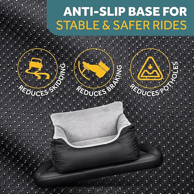 JOTADE Dog Car Seat for Small & Medium Dogs – Washable & Reversible Pet Travel Booster Seat, Double Safety Leashes, Anti-Slip Design, Extra Cushion Cover, Easy Install Puppy Car seat up to 35 lbs