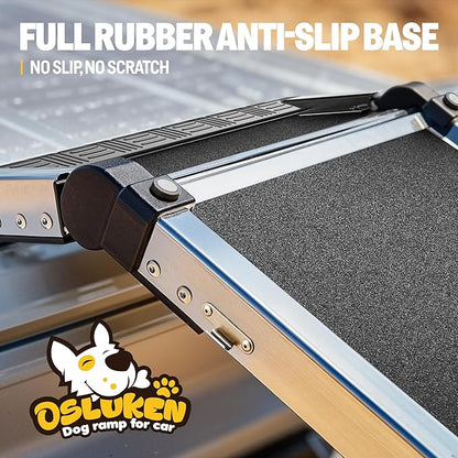 Dog Ramp for (200 lbs), Extra L71” W17” Folding Pet Ramp for Large Dogs 90° Adjustable Head, Outdoor Anti-Slip Foldable Dog Car Ramps for SUV Truck Side Door (5 Folded)