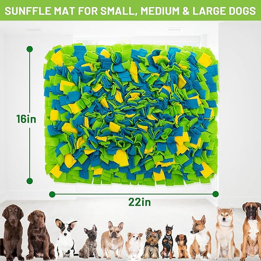 Snuffle Mat for Dogs, Interactive Dog Toys for Slow Feeding & Smell Training Indoor Outdoor, Enrichment Pet Foraging Mat for Small, Medium & Large Dogs, Rabbit, Puppy, Cat, (16"*22")