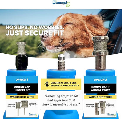 Diamondg Cordless Dog Nail Grinder with Quiet Sound & LED Tip for Large & Small Dogs, 4hrs. Runtime - Electric Dog Nail Trimmer, Heavy Duty Rotary Tool Alternative to Toenail Clippers & Filers