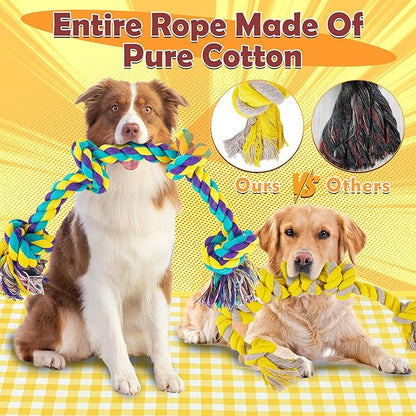 All Large Dog Rope Toys for Aggressive Chewers, 5 Nearly Indestructible Various Tough Rope Toys for Large and Medium Breed, 100% Cotton for Teeth Cleaning, Tug of War, No Small Type