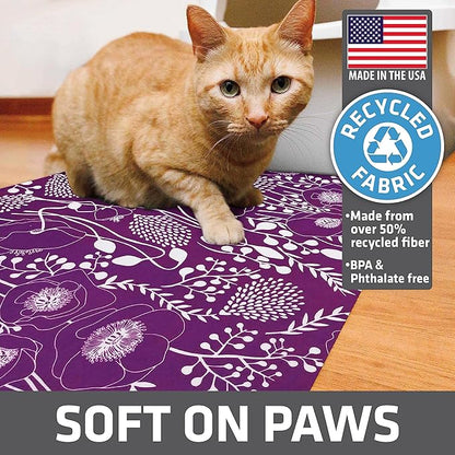 Drymate Cat Litter Box Mat, Litter Trapping Mat, Waterproof, Urine-Proof, Absorbent, Machine Washable, Soft on Paws, Contains Mess, Protects Floors, Kitten Supplies, Purple, 20x28