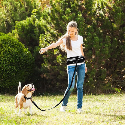 Kruz Hands Free Dog Leash (Waist 26”- 48”, Leash- 1”x 5ft) Premium Waist Belt for Walking, Running & Hike Bungee with Dual Handles, Adjustable Fit, Reflective Safety Design for Large Dogs (Turquoise)