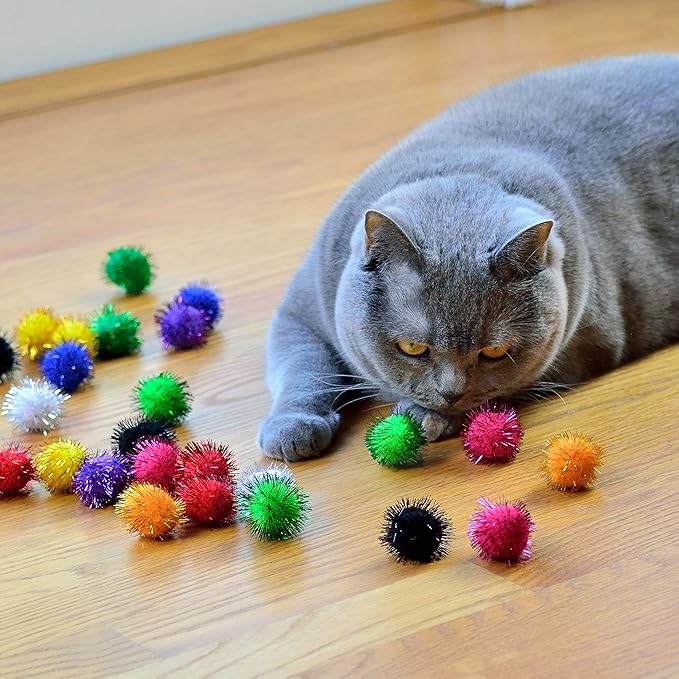 Youngever 30 Pack Sparkle Balls - Interactive Cat & Kitten Toys