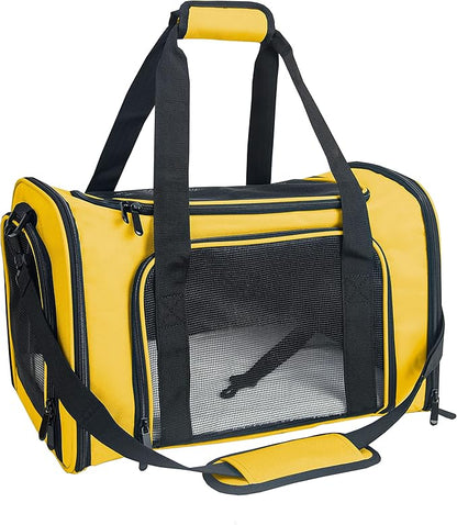 Soft Sided Carrier for Small Medium Cats Dogs ,TSA Airline Approved Collapsible Travel Pet Carrier (Medium, Yellow)