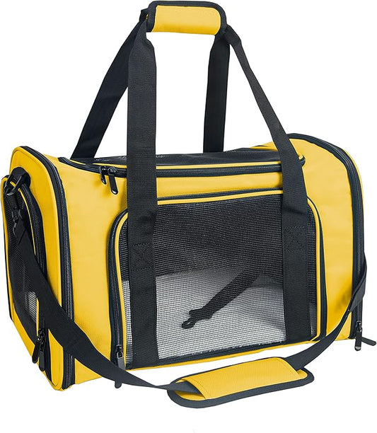 Soft Sided Carrier for Small Medium Cats Dogs ,TSA Airline Approved Collapsible Travel Pet Carrier (Medium, Yellow)