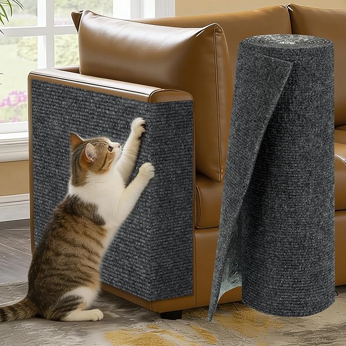 Cat Scratch Couch Furniture Protector, 78.7" x 15.8" Cat Scratcher Pad Deterrent from Cats Claws Scratching, DIY Sisal Carpet Cat Proof Couch Cover Replacement for Indoor Sofa, Wall, Door, Dark Grey