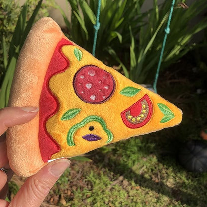 Glow Pups Pizza Slice Dog Toy, Squeaky Plush Toys for Small and Medium Dogs, Easy to Clean, Promotes Mental Stimulation, Interactive Playtime, Dog Pizza Toy - Peach (2 Pack)