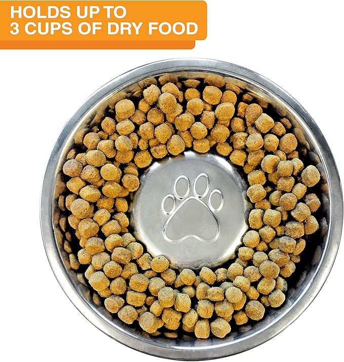 Neater Feeder Deluxe Mess-Proof Elevated Dog Bowls for Large Dogs (40+ lbs), 2 Height Adjustable (14.5” & 17.5”) No-Spill Raised Dog Bowl Stand w/Slow Feed Bowl for Food, Made in USA, Grey
