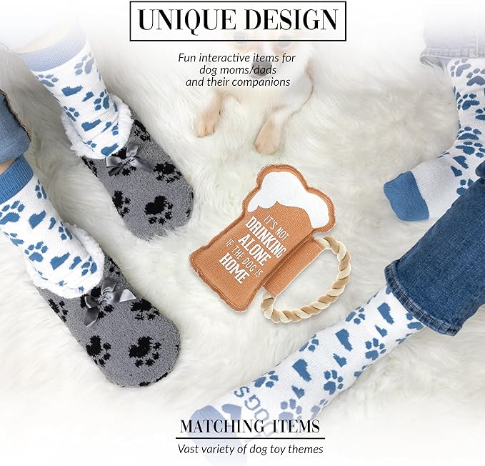 Pavilion Gift Company - Dog is Home - 8" Canvas Rope Dog Toy Chew Tug of War Beer Beer Lover Alcohol Best Friend Dog Doggy Puppy K9 Gift