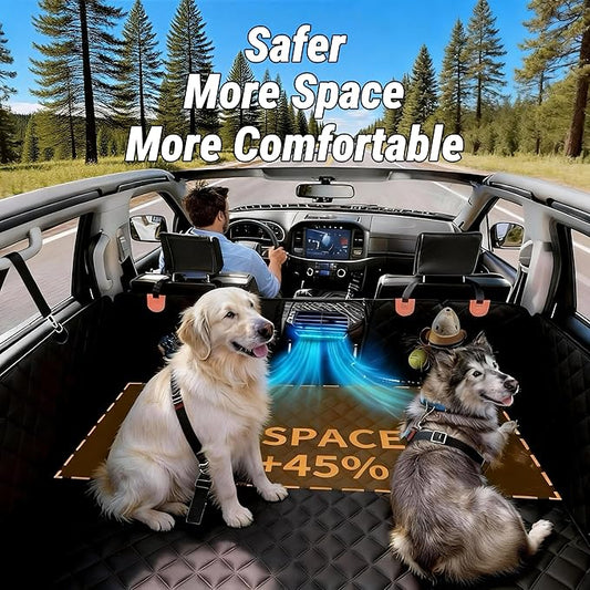 Back Seat Extender for Dogs with Hard Bottom, Dog Car Seat Cover for Back Seat, Waterproof Backseat Dog Extender & Hammock, Fits Most Cars, SUVs &Trucks, Medium&Large Dogs