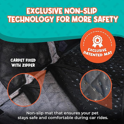 Back Seat Extender for Dogs, Dog Car Seat Cover for Back Seat - No-Slip 600D Waterproof Hammock, Exclusive Large Space Hard Bottom Seat Bed Holds 330 Ibs, Dog Accessories, Dog Bed for Car - Gray
