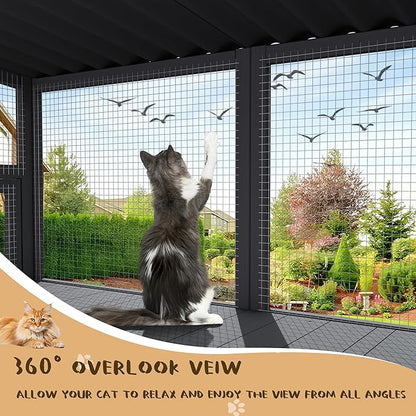 Cat Catio, Cat Window Perch for Large Cats - Catio Outdoor Cats Enclosure Windows, Patio Window Box Hommock for Sunbathing, Napping, Outside Wooden Catios for Indoor Kittens (Gray)