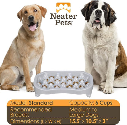 Neater Pet Brands Neater Slow Feeder Dog Bowls, Slows Down Fast Eaters to Help Digestion & Prevent Overeating, Non-Slip Dog Bowl, BPA-Free, Holds 6 Cups of Food for Medium to Large Breed Dogs or Puppy