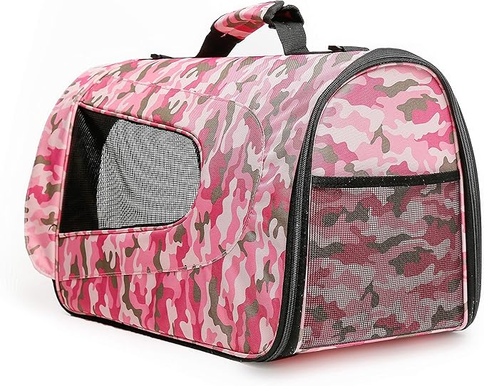 Pawer 18” x 11”x 11” Soft-Sided Foldable Airline Approved Pet Carrier for Cat, Puppy and Small Dog, Washable 600D Oxford Fabric, with Handle and Strap for Carry, Multiple Colors Available