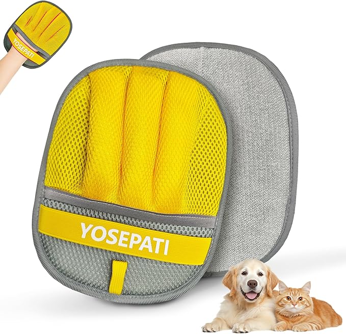 Pet Hair Removal Glove, Five-Finger Magic Brush Electrostatic Mitt, Pet Hair Remover Tool for Dog & Cat, Reusable Pet Hair Gloves Pet Grooming Needs, Fur Remover for Couch, Clothing & Carpet