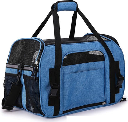 EliteField Soft Sided Pet Carrier (3 Year Warranty, Airline Approved), Multiple Sizes and Colors Available (17" L x 9" W x 12" H, Sapphire Blue)