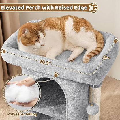 Yaheetech 23.5in Cat Tree Tower, Cat Condo with Sisal-Covered Scratching Posts, Cat House Activity Center Furniture for Kittens, Cats and Pets - Light Gray