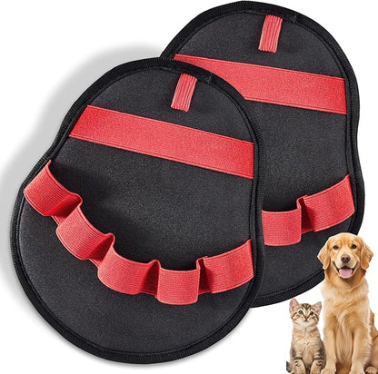 2pcs Pet Hair Fur Removal Mitt Glove for Cats Dogs 5-Finger Electrostatic Reusable Pet Hair Remover Brush Tool for Couch Furniture Carpet Laundry Clothing (Red)