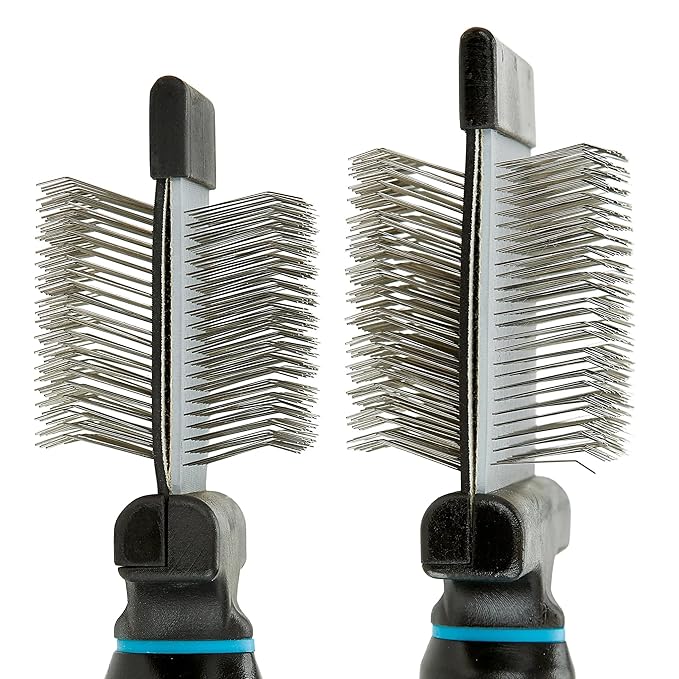 Ergonomic Double Sided Flexible Slicker Brushes for Dog Cat Pet Pro Grooming or Home Use (Set of Both Brushes)