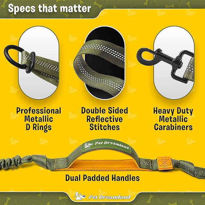 Pet Dreamland Exquisite Hands Free Leash for Large Dogs. Ultimate Comfort & Freedom for Running, Walking and Hiking. Premium Quality, Durable & Versatile Dog Walking Belt. Your Dog Will Love It.