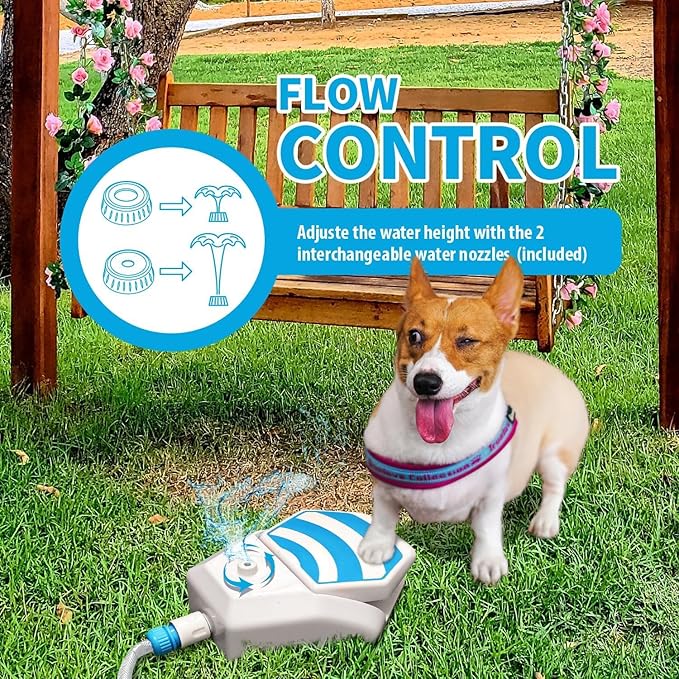 ALL FOR PAWS Outdoor Paw Activated Dog Water Fountain, Step On Dog Water Dispenser, Dog Drinking Fountain with Hose Connector, Cooling Water Sprinkler for Yard, Garden & Lawn
