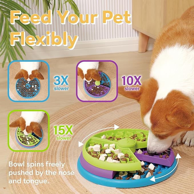 Dog Slow Feeder Bowl Food Puzzle - Interactive Game and Feeder With Layers Suitable for Small Medium Size Dogs