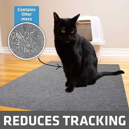 Drymate Cat Litter Box Mat, Litter Trapping Mat, Waterproof, Urine-Proof, Absorbent, Machine Washable, Soft on Paws, Contains Mess, Protects Floors, Kitten Supplies, Light Grey, 29x36 XL