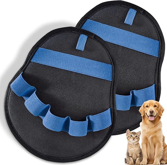 2pcs Pet Hair Fur Removal Mitt Glove for Cats Dogs 5-Finger Electrostatic Reusable Pet Hair Remover Brush Tool for Couch Furniture Carpet Laundry Clothing (Blue)