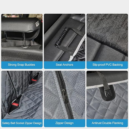 ANOSOSPECIAL Grey Dog Car Seat Cover for Back Seat X-Large,Non-Stick Fur,Pet-Friendly and Waterproof - Universal Fit Interior Protector for Auto, Van, SUV - Ideal for Kids and Pets (X-Large)