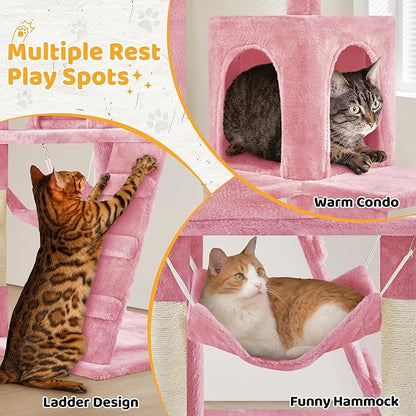Yaheetech Cat Tree Tower for Indoor Kitten, Multi-Level Cat Towers Condo with Scratching Posts & Tunnel, Pet Furniture