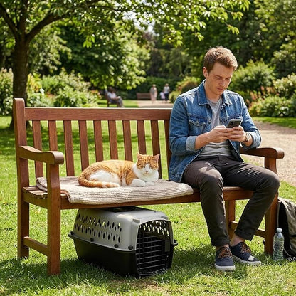 Hard-Sided Pet Travel Carrier for Small Dogs and Cats, 23-Inch Portable Plastic Kennel with Steel Wire Door, Secure Latch, and 360-Degree Ventilation for Vet Visits and Training