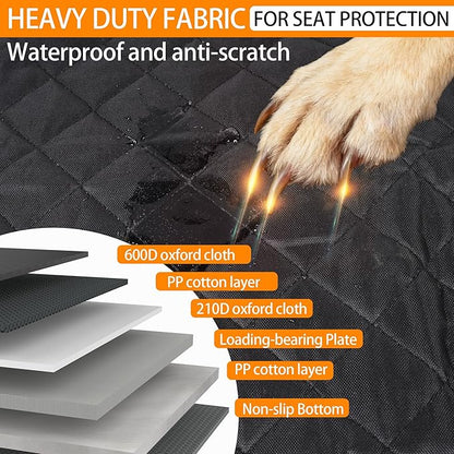 RUTU Back Seat Extender for Dogs, Large Space, Heavy Duty Waterproof Dog Car Seat Cover Fits Middle Armrest for Cars,SUVS & Small Trucks,Non-Slip Durable Soft Back Seat Covers