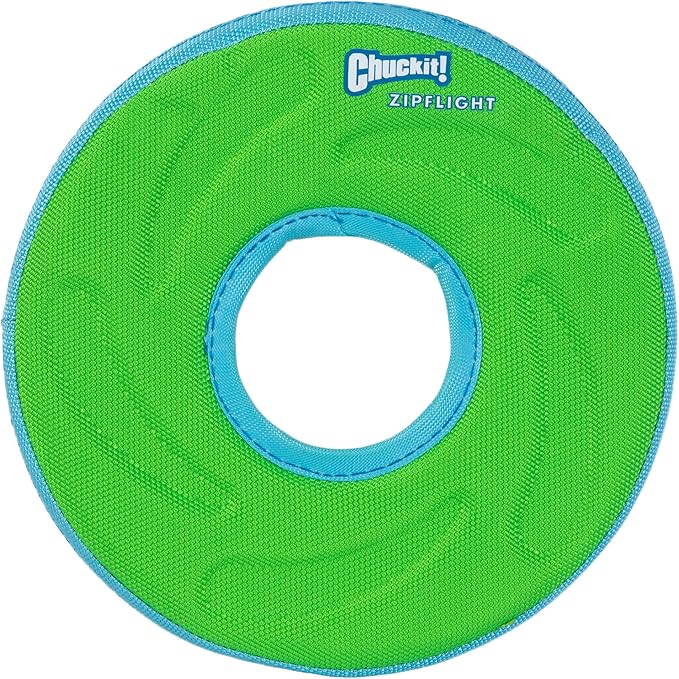 Chuckit! Amphibious ZipFlight Floating and Flying Disc Dog Toy, Medium (8.5"), Assorted Colors (Orange And Blue/Green and Blue)