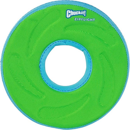 Chuckit! Amphibious ZipFlight Floating and Flying Disc Dog Toy, Medium (8.5"), Assorted Colors (Orange And Blue/Green and Blue)