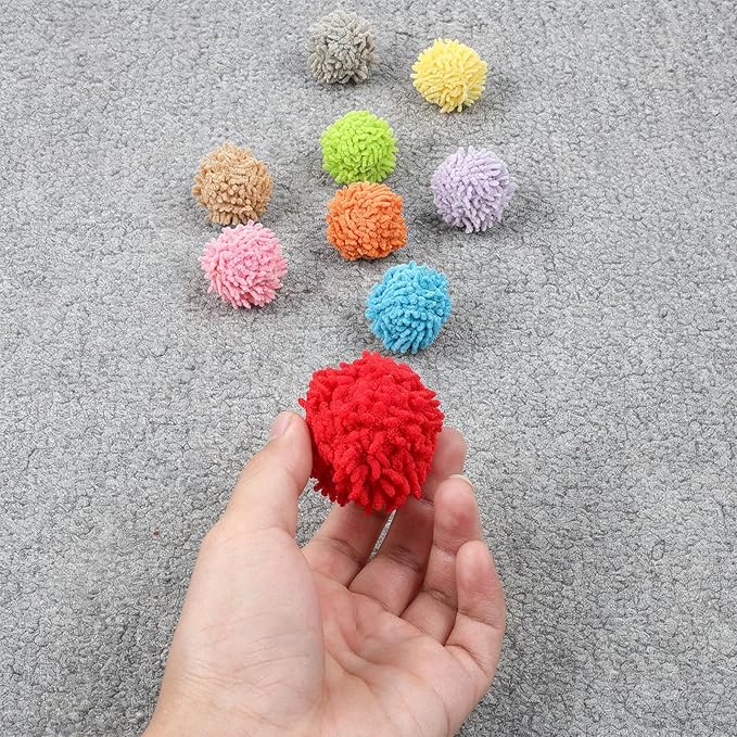 9 Pcs Cat Balls Fuzzy Cat Ball Toy Kitten Puff Balls Safe Pom Pom Ball for Indoor Cats 2-inch Colorful Soft Cats Poms Kitten Chasing Toys with Bell for Catss Kittens Pet Exercising Playing