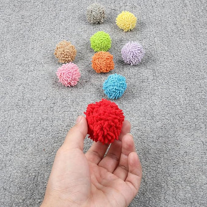 9 Pcs Cat Balls Fuzzy Cat Ball Toy Kitten Puff Balls Safe Pom Pom Ball for Indoor Cats 2-inch Colorful Soft Cats Poms Kitten Chasing Toys with Bell for Catss Kittens Pet Exercising Playing