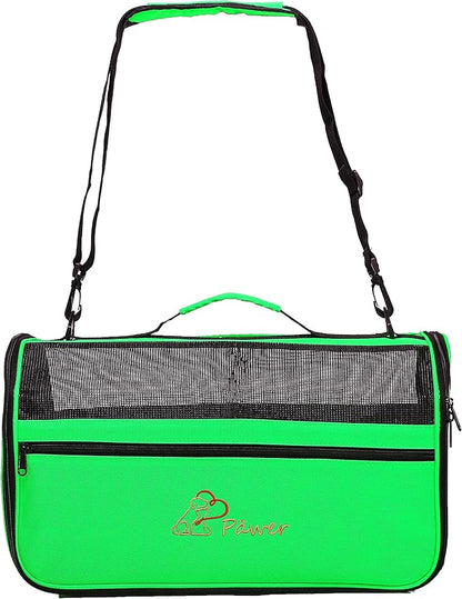 Pawer 18” x 10” x 10”Soft-Sided Foldable Airline Approved Pet Carrier for Cat, Puppy and Small Dog, Washable 600D Oxford Fabric, with Handle and Strap for Carry, Multiple Colors Available