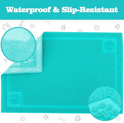 Darkyazi Pet Feeding Mat Large for Dogs and Cats,24"×36" Flexible and Easy to Clean Feeding Mat,Best for Non Slip Waterproof Feeding Mat (Lake Blue)