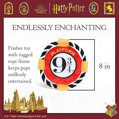 Harry Potter 9 3/4 Platform Frisbee Pet Toy in Themed Design - Plush Rope Dog Toys for Pets - Accessories for Hogwarts Houses