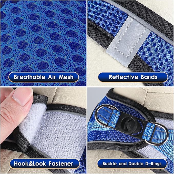 YIMEIS Dog Harness and Leash Set, No Pull Soft Mesh Pet Harness, Reflective Adjustable Puppy Vest for Small Medium Large Dogs, Cats (Royal Blue & Black, Small (Pack of 1)