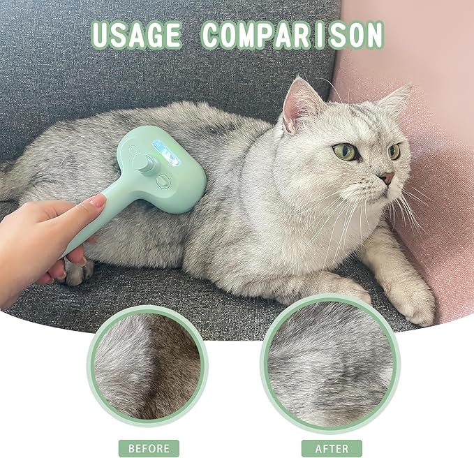 Spray Cat Brush for Shedding - Water Brush for Cats and Dogs with Steam - Pet Hair Removal Comb with Water Tank and Release Button-Pet Spray Hair Comb (Sky Blue)