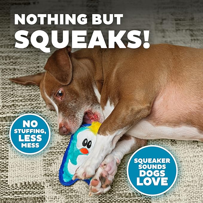 Outward Hound Durablez Minis – Squeaky Plush Dog Toy,No Stuffing for Less Mess,Interactive & Tough,Jumbo Squeaker,Puppies & Small Dogs,Penguin,6.3",(Pack of 2)