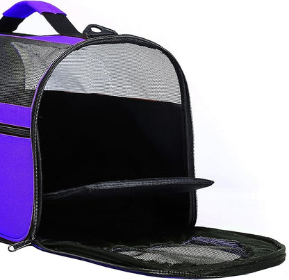 Pawer 18” x 10” x 10”Soft-Sided Foldable Airline Approved Pet Carrier for Cat, Puppy and Small Dog, Washable 600D Oxford Fabric, with Handle and Strap for Carry, Multiple Colors Available
