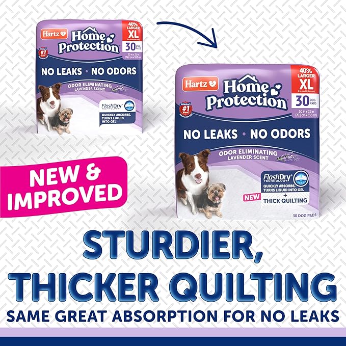 Hartz Home Protection Super Absorbent Odor Eliminating Lavender Scented No Leak Dog Pads,XL 30 count