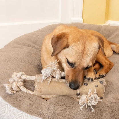 SPOT Dura-Fused Leather Jungle Animals - Dog Toy with Squeakers and Rope Limbs, Real Leather and Jute Chew Toy, Durable No-Stuffing Toy for Light to Moderate Chewers - 14in, Assorted Styles, 1 Piece